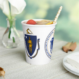 Massachusite Flag & Seal, Flag of Massachusetts Papieren Bekers