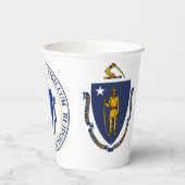 Massachusite Flag & Seal, Flag of Massachusetts Papieren Bekers (Achterkant)