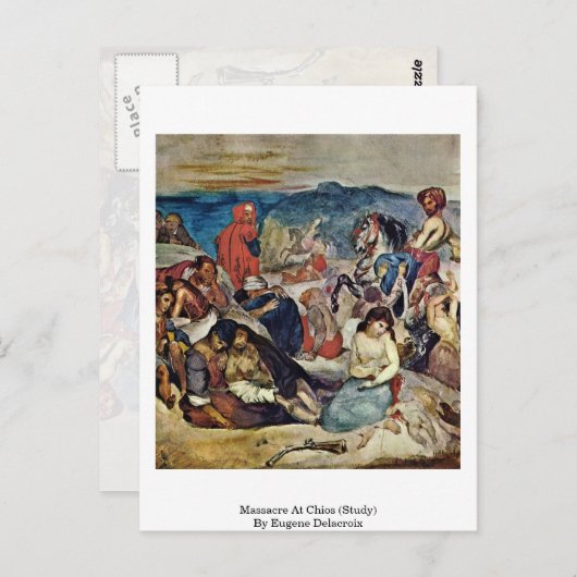 Massacre at Chios (onderzoek) van Eugene Delacroix Briefkaart (Voorkant / Achterkant)
