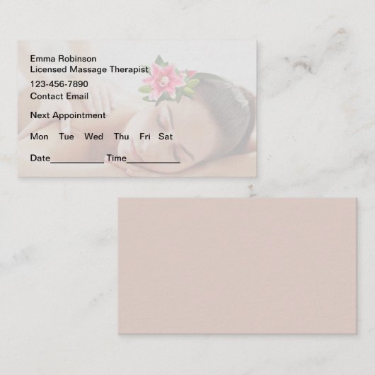 Massage Afspraak Herinnering Visitekaartjes Afsprakenkaartje (Voorkant / Achterkant)