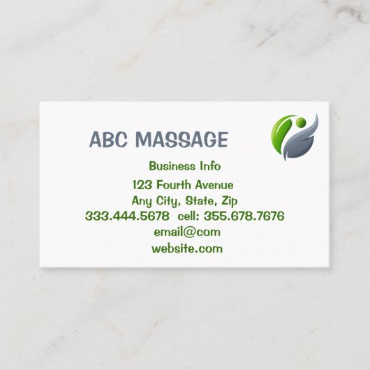 MASSAGE Alternatief holistisch integratief Visitekaartje (Voorkant)