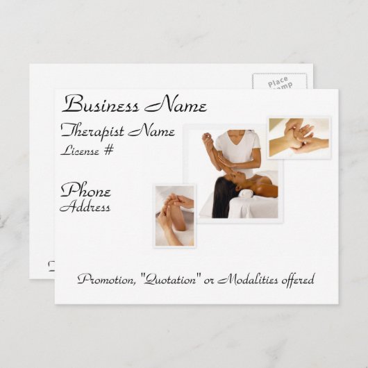  massage/bodyWork Briefkaart (wit) (Voorkant / Achterkant)