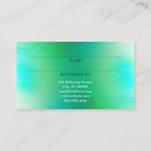 Massage en wellness verwijzingskaart aanbevelingskaartje (Achterkant)