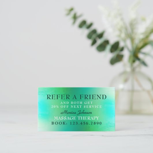 Massage en wellness verwijzingskaart aanbevelingskaartje (Staand voorkant)