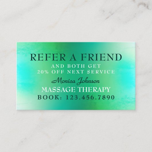 Massage en wellness verwijzingskaart aanbevelingskaartje (Voorkant)