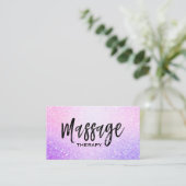 *~* Massage Glitter Roze Lavendel Gradient Sparkle Visitekaartje (Staand voorkant)