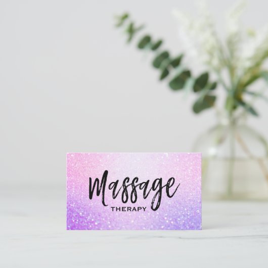 *~* Massage Glitter Roze Lavendel Gradient Sparkle Visitekaartje (Staand voorkant)