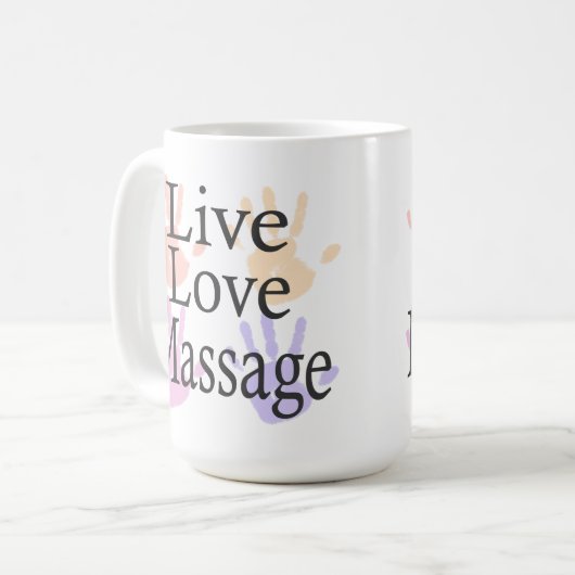 Massage Live Liefde Mok Gift (Voorkant links)