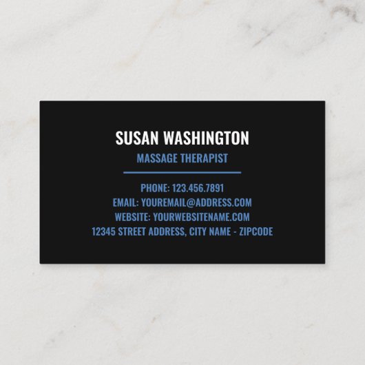Massage Logo, massage therapist Visitekaartje (Achterkant)