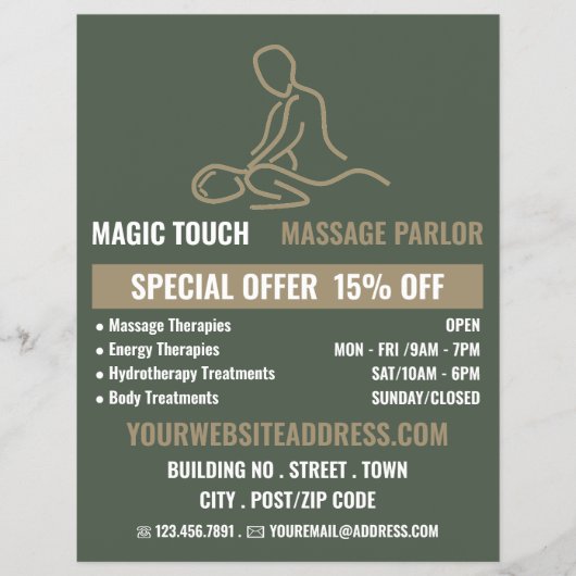 Massage Logo, massagetherapie, massageparlor Flyer (Voorkant)