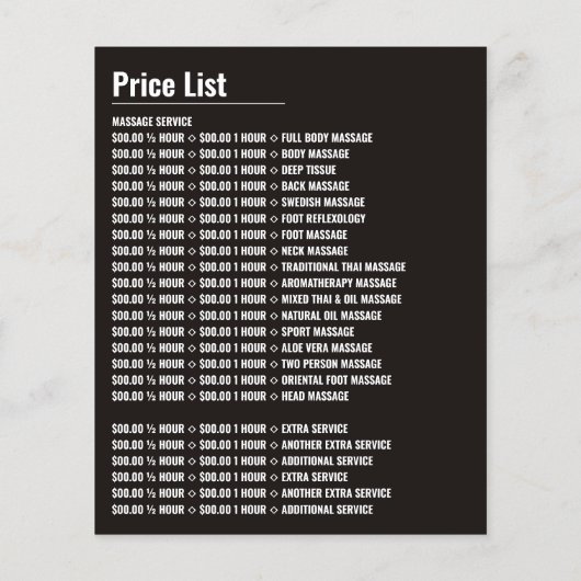 Massage met warme steen, massageparlor flyer (Achterkant)