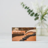 Massage met warme steen, massagetherapeut visitekaartje (Staand voorkant)