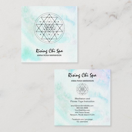 ** Massage Pastel Yoga Heilige Geometrie Reiki Vierkante Visitekaartje (Voorkant / Achterkant)