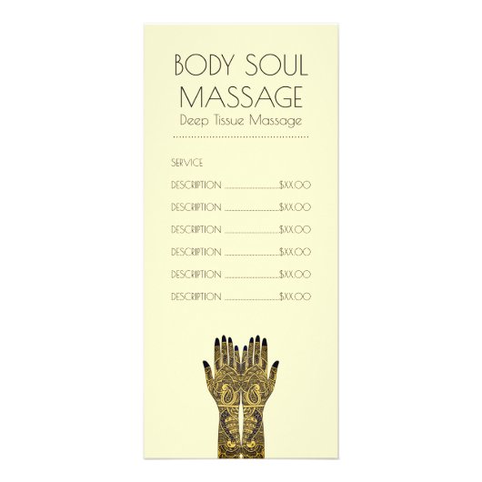Massage Practice Henna Mehndi Price List Reclamekaart (Voorkant)