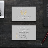 Massage Reflexology Glitter Hands Reiki Gray Gold Visitekaartje