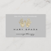 Massage Reflexology Glitter Hands Reiki Gray Gold Visitekaartje (Voorkant)