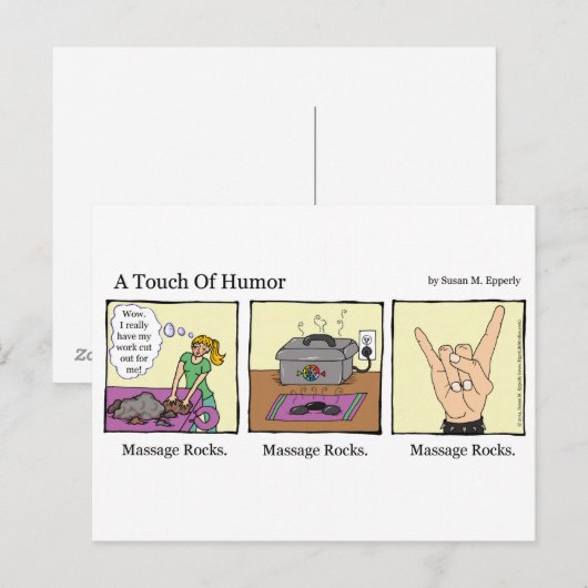 Massage Rocks Comic "A Touch of Humor" Briefkaart (Voorkant / Achterkant)