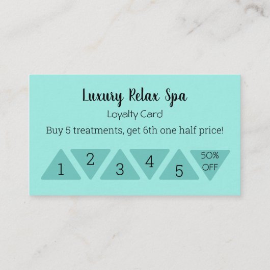 Massage, schoonheid, spa salon korting punch klantenkaartje (Achterkant)