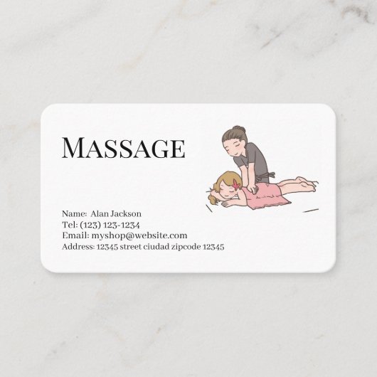 massage  services editable   business card visitekaartje (Voorkant)