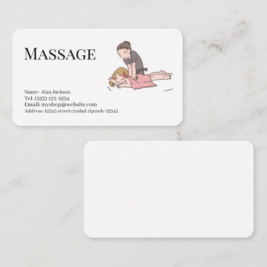 massage  services editable   business card visitekaartje (Voorkant / Achterkant)