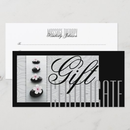 Massage Spa Cadeaubon Healing Black Stones Bedankkaart (Voorkant / Achterkant)