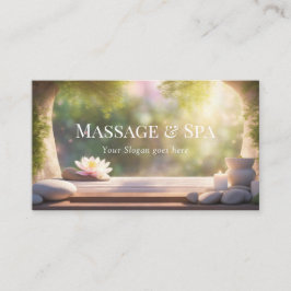 Massage & Spa pastel helende stenen & Lotus Bloem Visitekaartje
