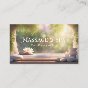 Massage & Spa pastel helende stenen & Lotus Bloem Visitekaartje