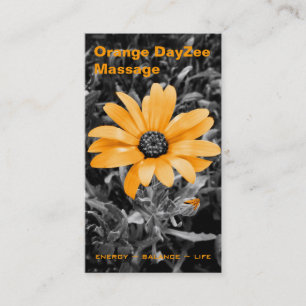 Massage Spa Salon Floral Daisy Oranje Monochrome Afsprakenkaartje