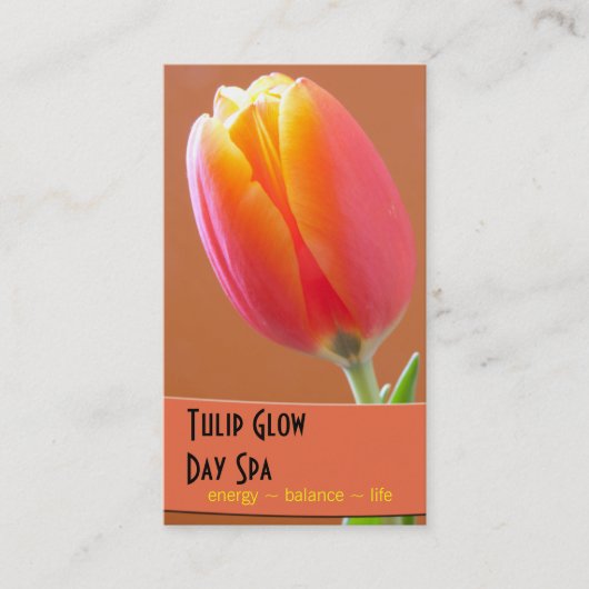 Massage Spa Salon Floral Oranje Tulip Afsprakenkaartje (Voorkant)