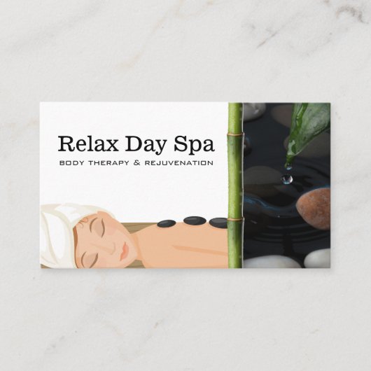 Massage Spa | Waterdruppel Verlof  Visitekaartje (Voorkant)