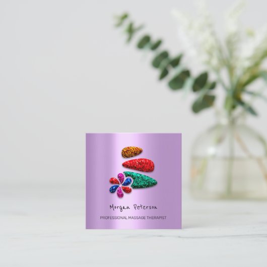 Massage Spa Wellness Bloem Roos Logo Lavendel Afsprakenkaartje (Staand voorkant)