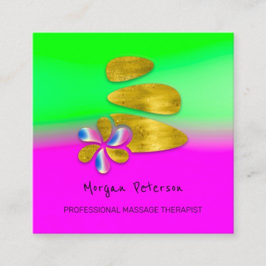 Massage Spa Wellness Bloem Roze Goud Logo Afsprakenkaartje (Voorkant)