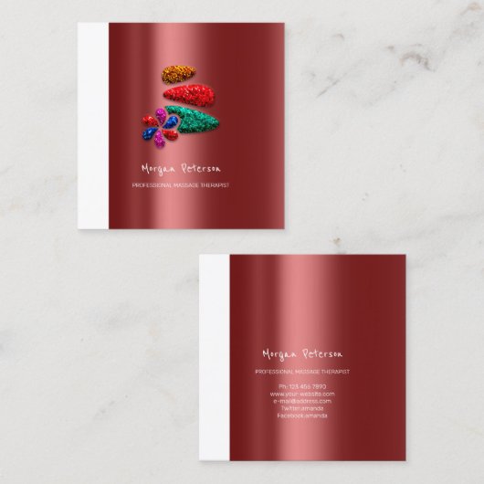 Massage Spa Wellness Bloemen Steen Logo Bourgondië Afsprakenkaartje (Voorkant / Achterkant)