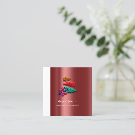 Massage Spa Wellness Bloemen Steen Logo Bourgondië Afsprakenkaartje (Staand voorkant)