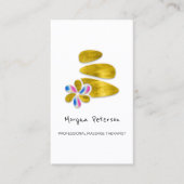 Massage Spa Wellness Bloemen Steen Logo Gold Afsprakenkaartje (Voorkant)