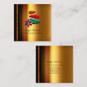 Massage Spa Wellness Floral Stone Logo Gold Elegan Afsprakenkaartje (Voorkant / Achterkant)