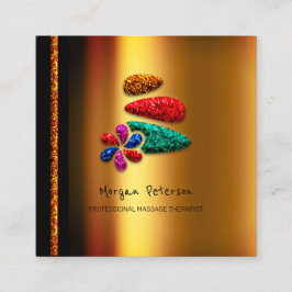 Massage Spa Wellness Floral Stone Logo Gold Elegan Afsprakenkaartje