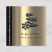Massage Spa Wellness Floral Stone Logo Gold Grey Afsprakenkaartje (Voorkant)