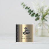 Massage Spa Wellness Floral Stone Logo Gold Grey Afsprakenkaartje (Staand voorkant)