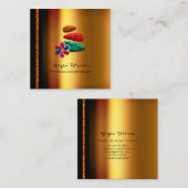 Massage Spa Wellness Floral Stone Logo Gold VIP Afsprakenkaartje (Voorkant / Achterkant)