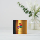 Massage Spa Wellness Floral Stone Logo Gold VIP Afsprakenkaartje (Staand voorkant)