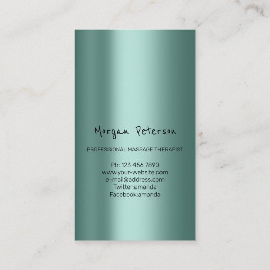 Massage Spa Wellness Floral Stone Logo Green Afsprakenkaartje (Achterkant)