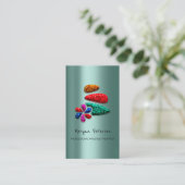 Massage Spa Wellness Floral Stone Logo Green Afsprakenkaartje (Staand voorkant)