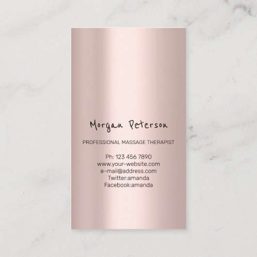 Massage Spa Wellness Floral Stone Logo Roos Afsprakenkaartje (Achterkant)