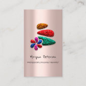Massage Spa Wellness Floral Stone Logo Roos Afsprakenkaartje (Voorkant)