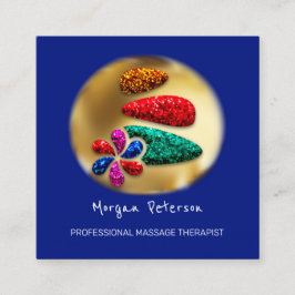 Massage Spa Wellness Flower Gold Logo Stone Navy Afsprakenkaartje