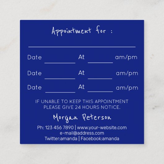 Massage Spa Wellness Flower Gold Logo Stone Navy Afsprakenkaartje (Achterkant)