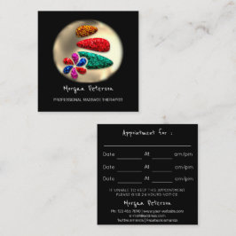 Massage Spa Wellness Flower Gold Logo Stone Zwart Afsprakenkaartje