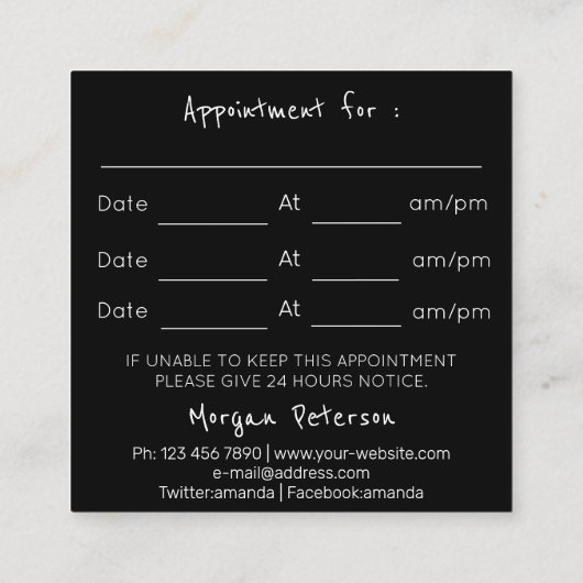 Massage Spa Wellness Flower Gold Logo Stone Zwart Afsprakenkaartje (Achterkant)