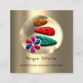 Massage Spa Wellness Flower Gold Logo Stones VIP Afsprakenkaartje